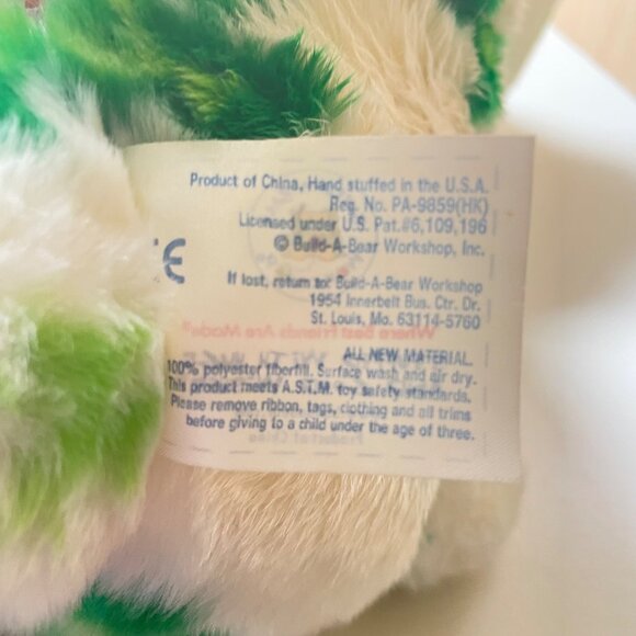 Shamrock Teddy Bear Plush By Build-A-Bear Workshop White & Green 100% Polyester - Picture 6 of 9